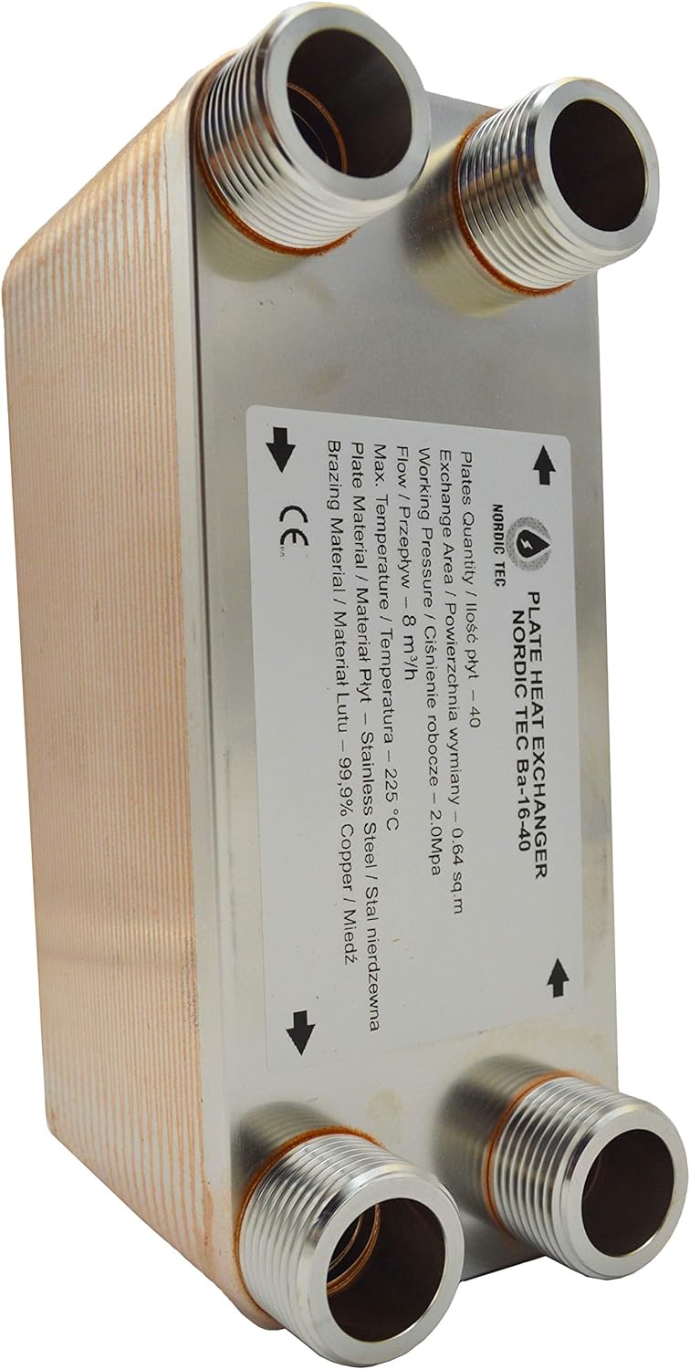 Edelstahl Plattenwärmetauscher Nordic Tec Ba-16-40 Plattenwärmeübertrager Wärmetauscher 40 Platten 1