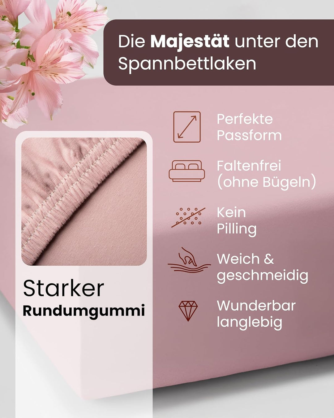 Formesse Bella Donna Boxspring Spannbettlaken Alto Silber, 90x190-100x220 cm