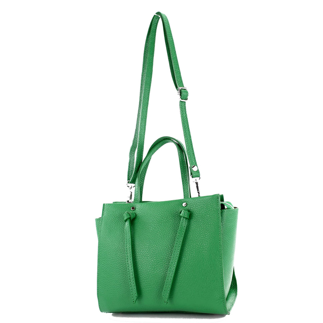 modamoda de T219 Damen Leder Henkeltasche Handtasche Schultertasche handmade in Italy Blattgrün, Bla