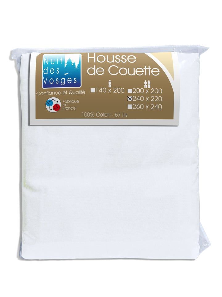 Nuit des Vosges 2094831 Cotoval Steppdeckenbezug Uni Baumwolle Weiss 220 x 240 cm