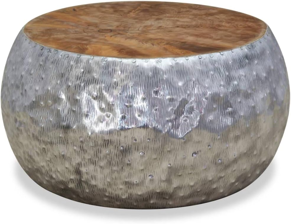 vidaXL Teak Beistelltisch Alu Couchtisch Kaffeetisch Wohnzimmertisch Sofatisch