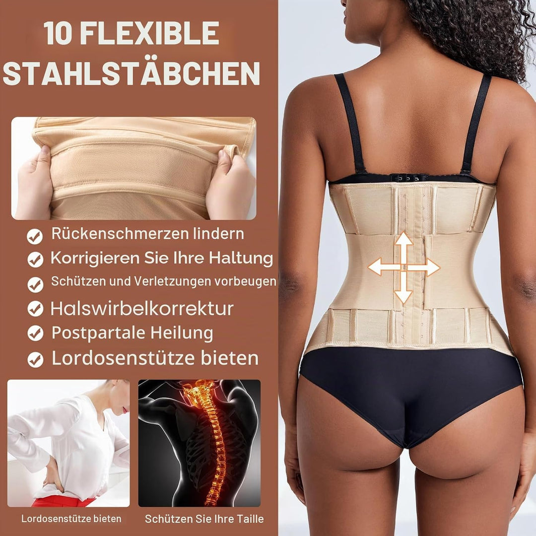 Korsett Damen Bauchweg Doppelte Verschlüsse, Waist Trainer Doppellagiges Verschlusssystem Bauchweggü