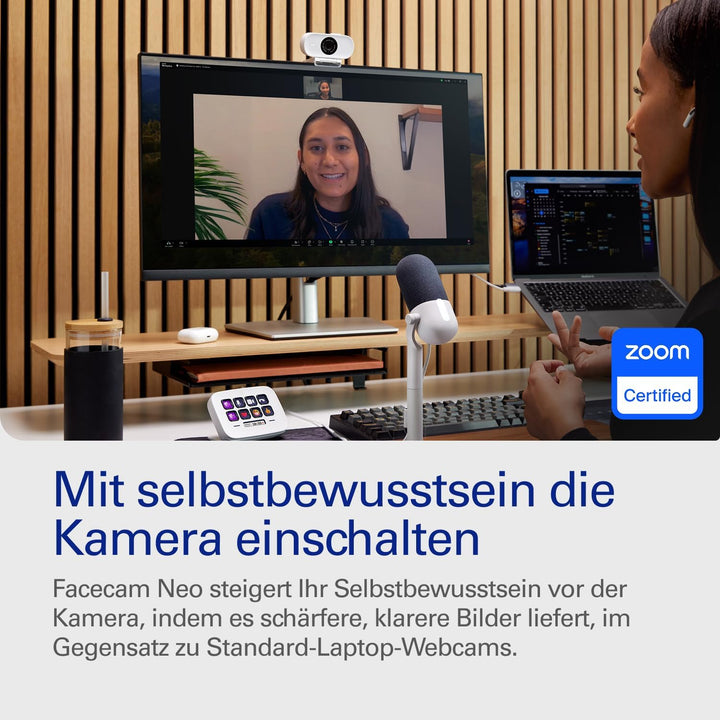 Elgato Facecam Neo – Full HD-Webcam mit komfortabler Sichtschutzkappe, Lichtkorrektur, für Videokonf
