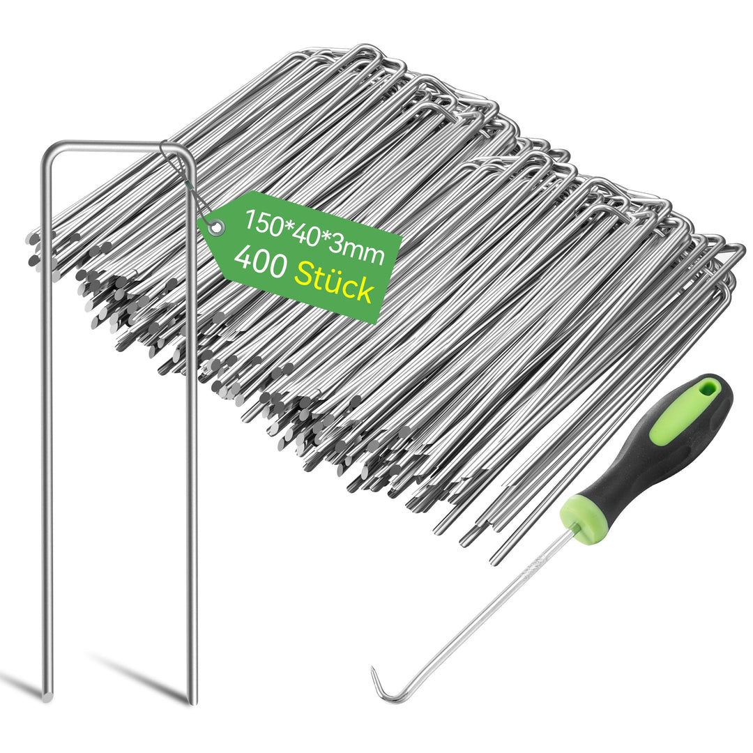 Graxury 400 Stück 15cm Ø 3mm Schwere Gartennägel Stahlpfähle - Verzinkte Stahlklammern zur Sicherung