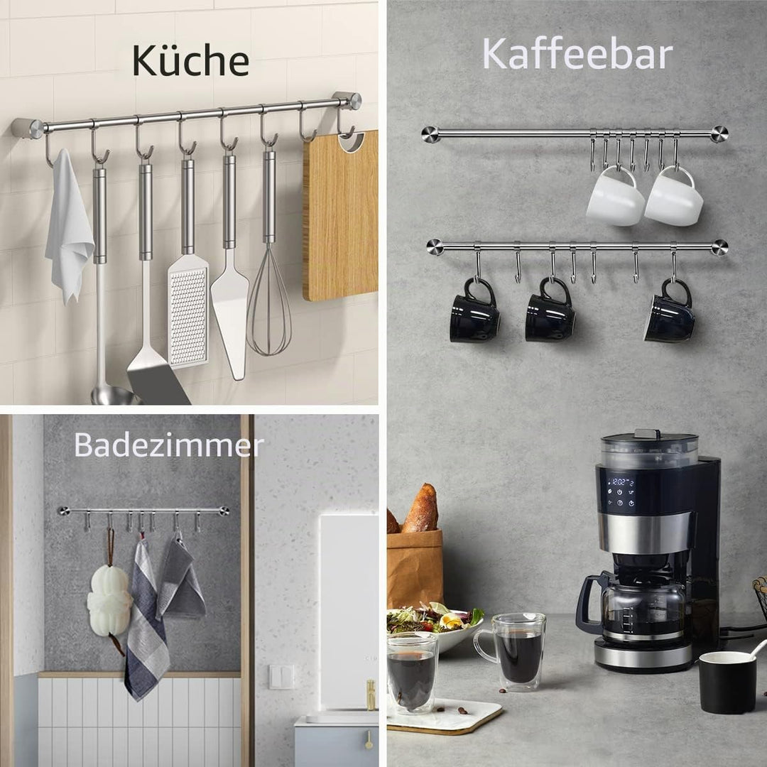 Küchenutensilien-Rack, 2 Stück, 39.6 cm Töpfe und Pfannen, Hängeregal zur Wandmontage, 304 Edelstahl