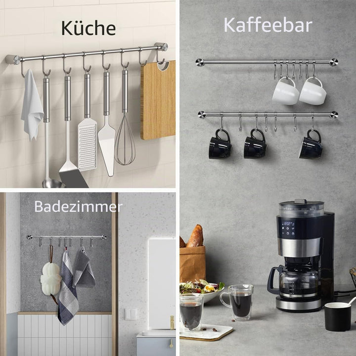 Küchenutensilien-Rack, 2 Stück, 39.6 cm Töpfe und Pfannen, Hängeregal zur Wandmontage, 304 Edelstahl