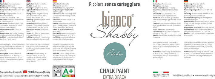 bianco Shabby® Petrolio Kreidefarbe Wasserbasis für Alle Oberflächen einfach zu verarbeiten ohne sch