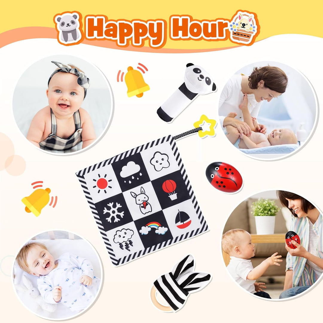 Baby Spielzeug 0-12 Monate, Kontrastbuch Schwarz Weiss, Kontrastkarten, Sensorik Kontrast, Geschenk