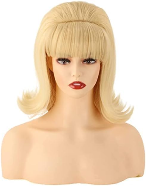 MORTICIA Damen Flip Perücke 70er Jahre Pinup Pelucas 60er Jahre Retro Beehive Stil Vintage Look Bett