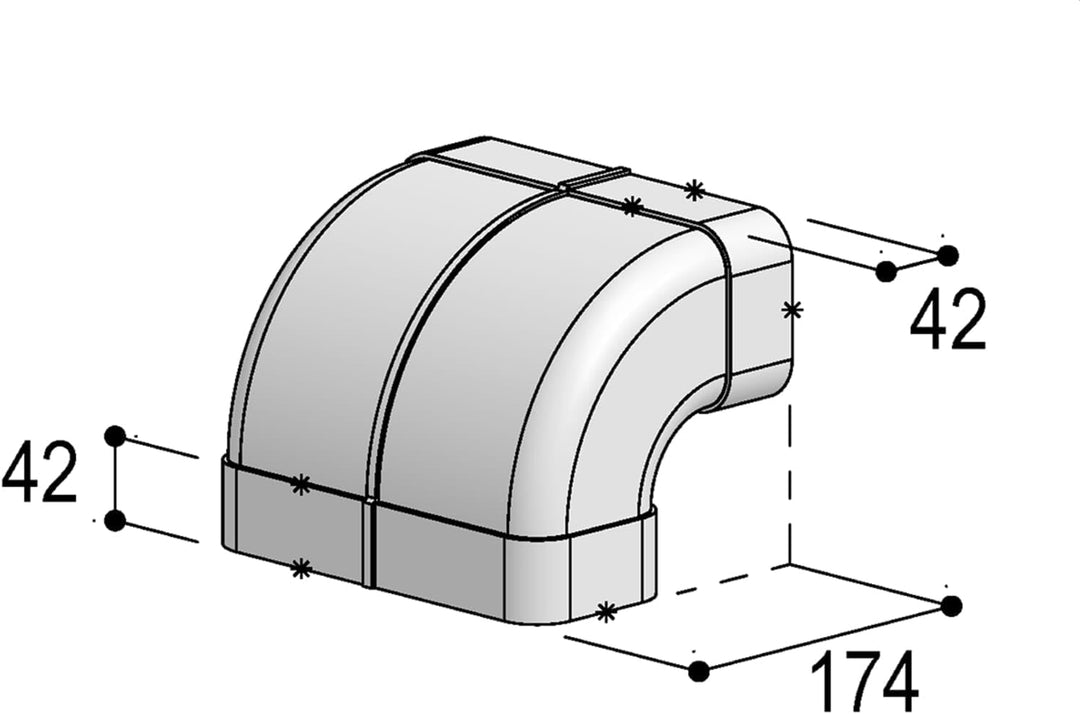 Berbel Flachrohr System 150-90°-Bogen senkrecht