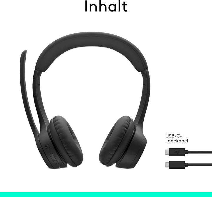 Logitech Zone 300 Wireless Bluetooth Headset mit Mikrofon inkl. Geräuschunterdrückung, kompatibel mi