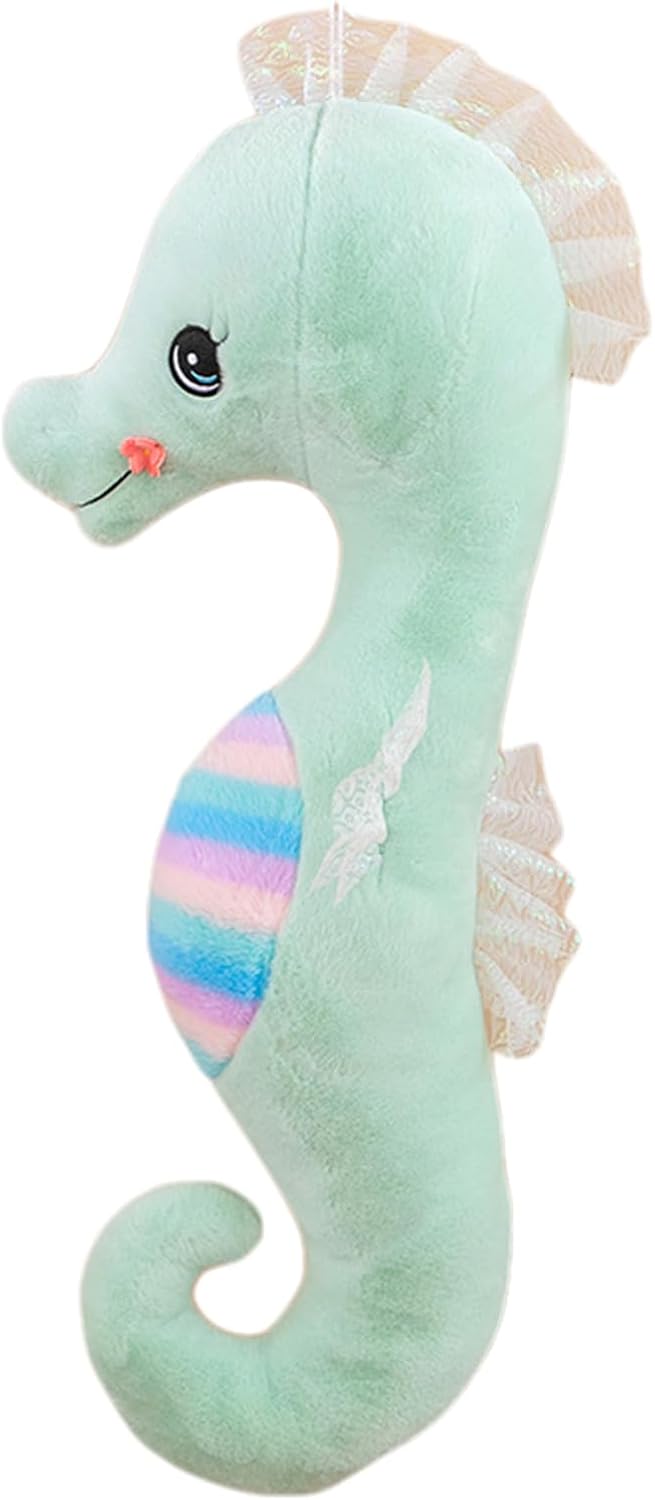 Seepferdchen Kuscheltier Plüschtier Stofftier, Weiches Kissen Geschenk für Kinder/Erwachsene (Grün,