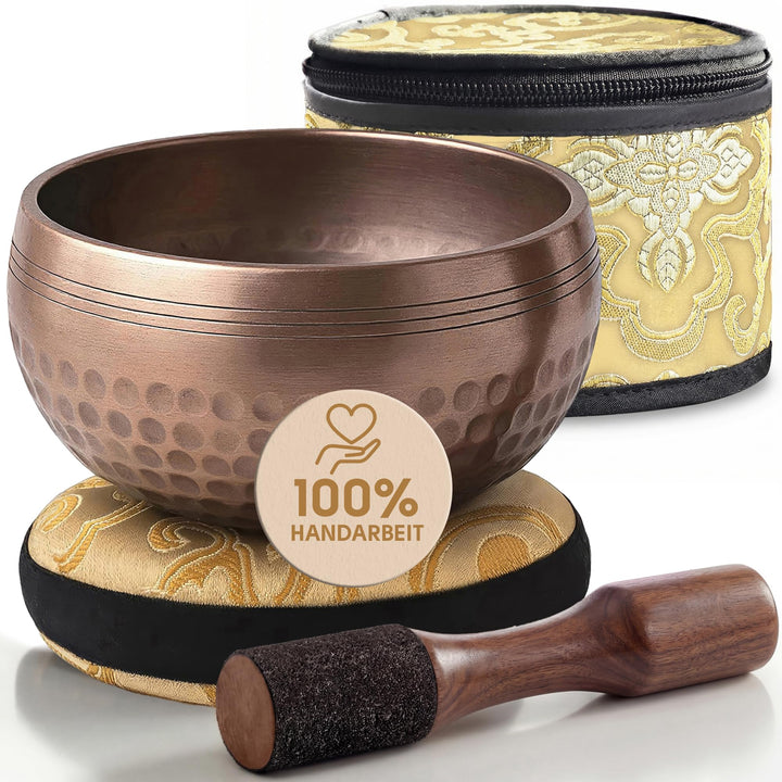Tibetisches Klangschalen-Set - Authentische handgestimmte Klangschale für Meditation - Komplettes Me