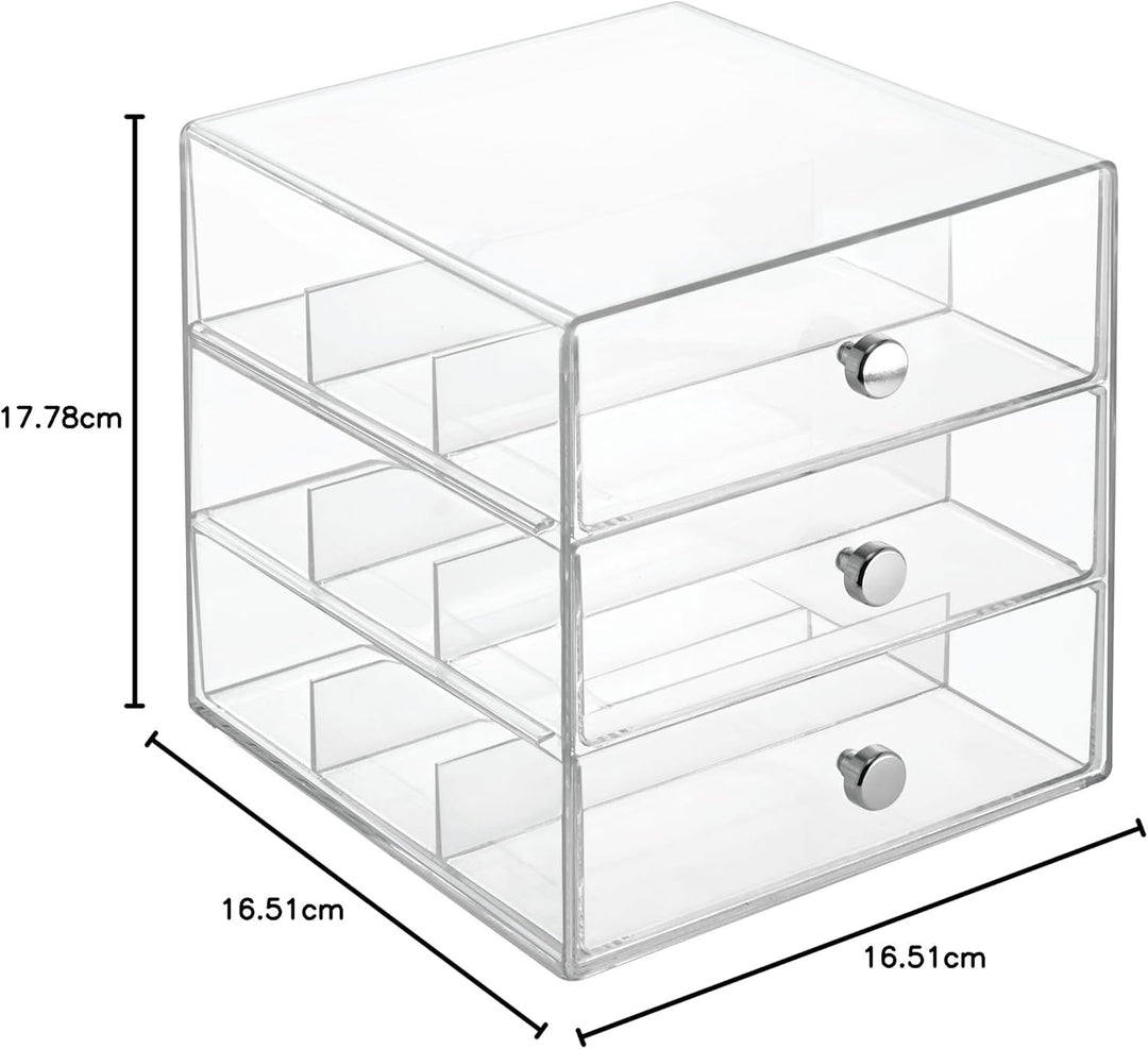 iDesign 35330EU Clarity 3-Schubladenturm für Brillen, durchsichtig 3 Schubladen, 3 Schubladen