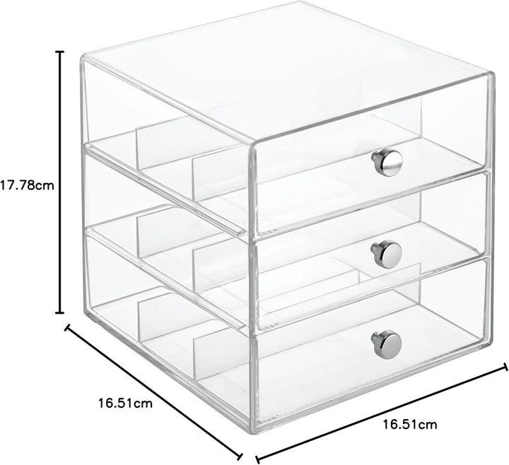 iDesign 35330EU Clarity 3-Schubladenturm für Brillen, durchsichtig 3 Schubladen, 3 Schubladen
