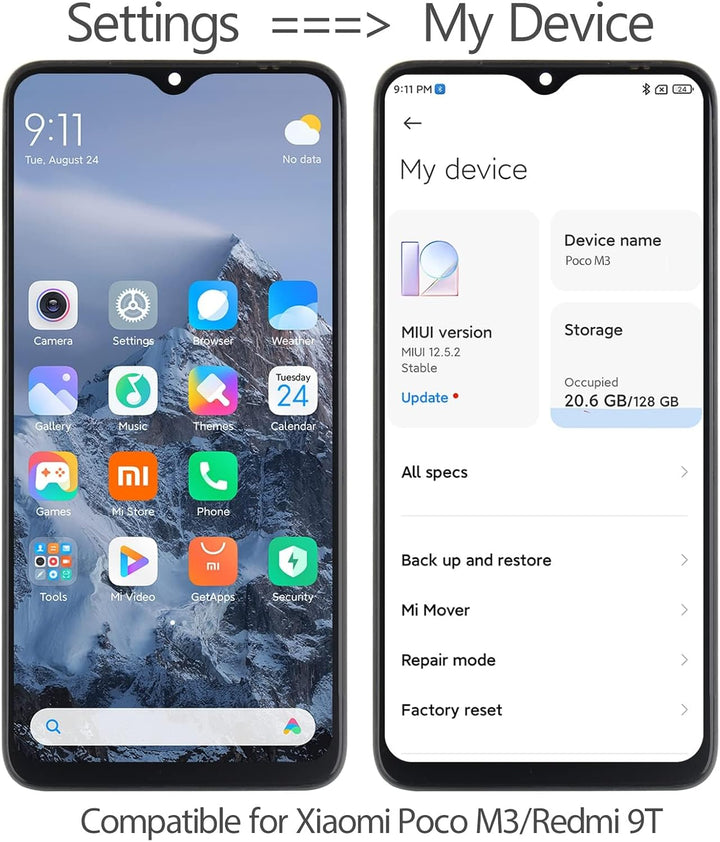 YHX-OU 6.53" Schwarz+Rahmen Display Für Xiaomi Poco M3 Redmi 9T LCD Display Touchscreen Ersatz Bilds