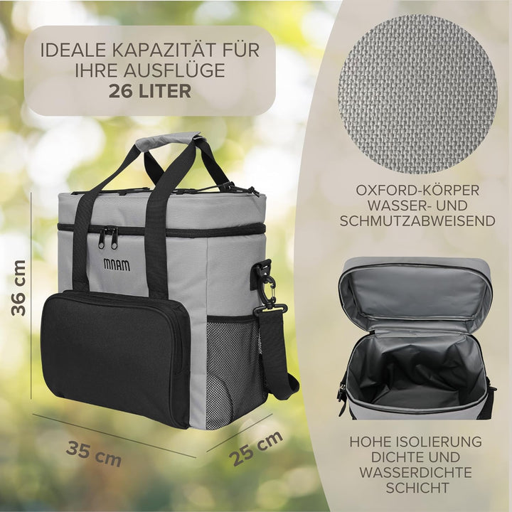 mnam 26L Kühltasche Faltbare Picknicktasche - Luchtasche - Kühltasche Strand - Getränke Picknickkorb