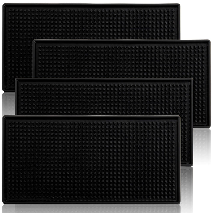 Tebery 4 Stück 30x15cm Gummi Bar Mats, 12" X 6" Schwarz Bar Service Spill Mat Trocknen Matte, 4