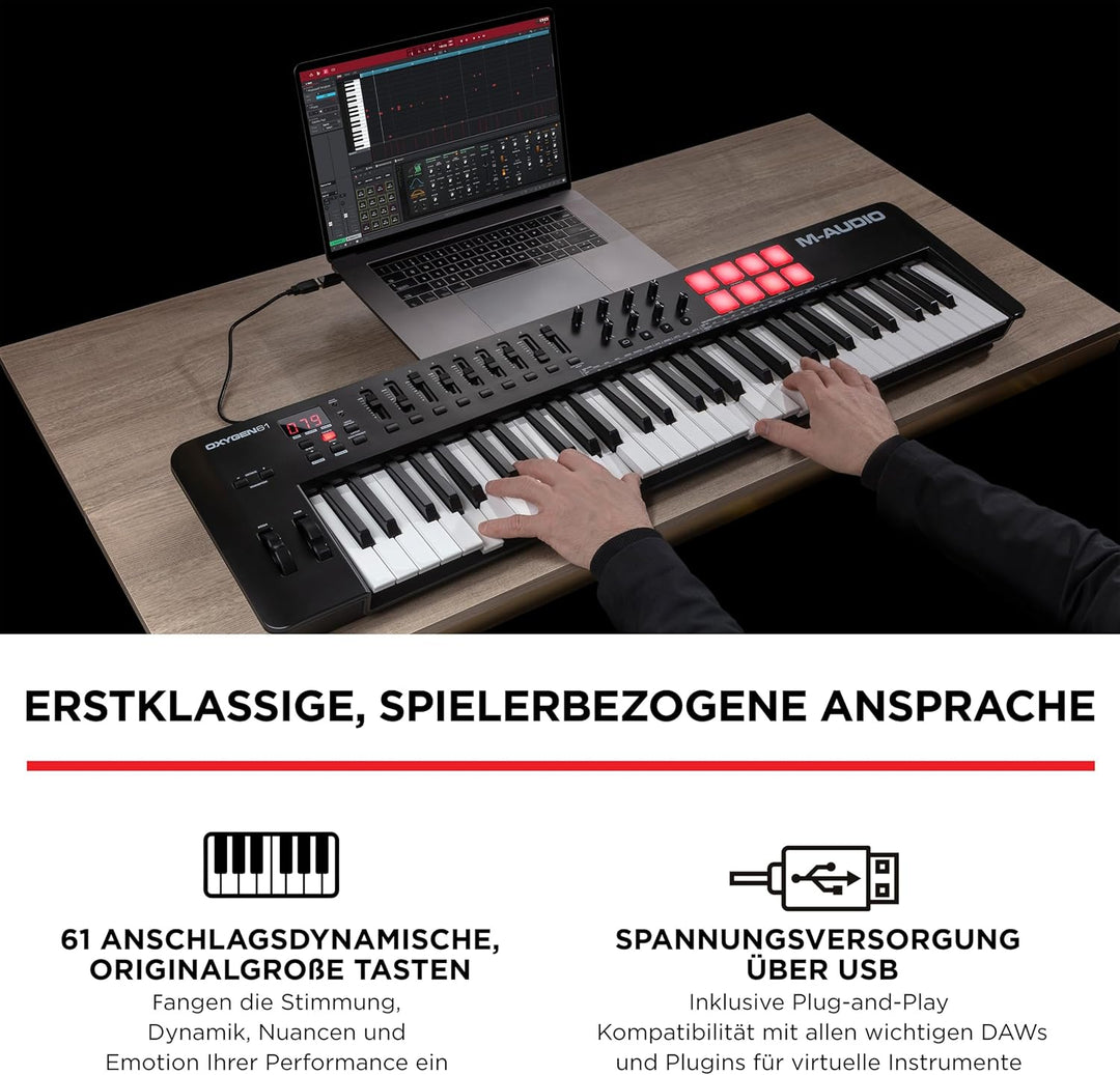 M-Audio Oxygen 61 V – 61-Tasten USB MIDI Keyboard Controller mit Beat Pads, Smart Chord &amp; Scale Modi