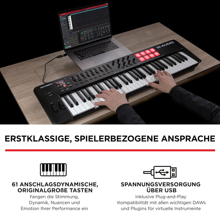 M-Audio Oxygen 61 V – 61-Tasten USB MIDI Keyboard Controller mit Beat Pads, Smart Chord &amp; Scale Modi