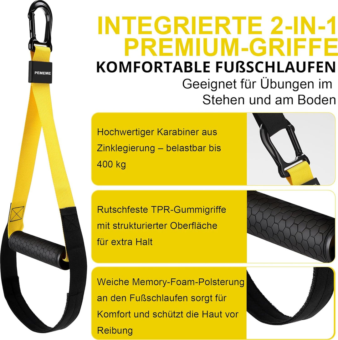 Schlingentrainer für Zuhause, Sling Trainer Set für Ganzkörpertraining mit Türanker, Verstellbaren T