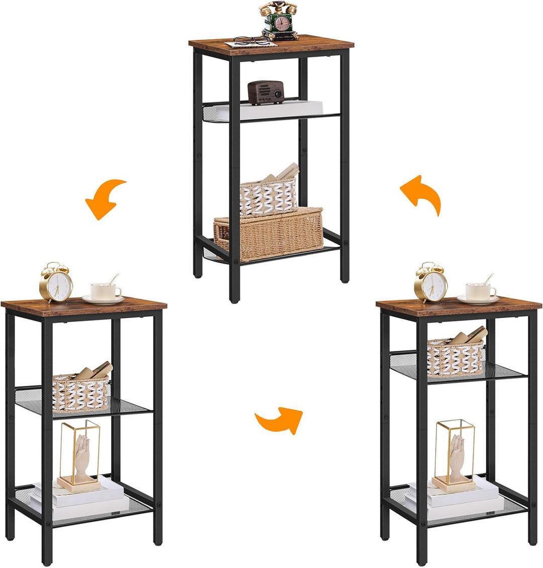 HOOBRO Beistelltisch, Telefontisch mit 2 verstellbaren Gitterablagen 45 x 35 x 75 cm, Sofatisch, Kaf