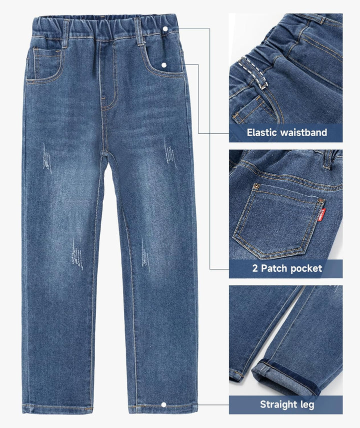 YoungSoul Jungen Jeanshosen - Jeans mit Abschürfungen - Kinder Hose mit elastischem Bund Gr. 128-176