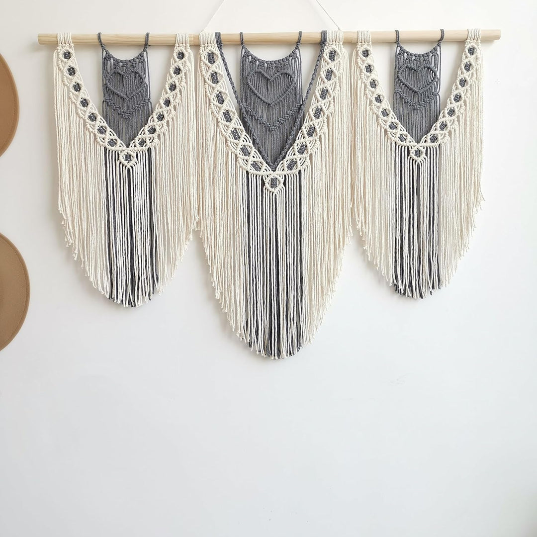 Hibisaws Makramee 110cm (W) x 82cm (H) Wandteppich Boho, Grosse, Handgewebt, Schlafzimmer Wanddeko ，