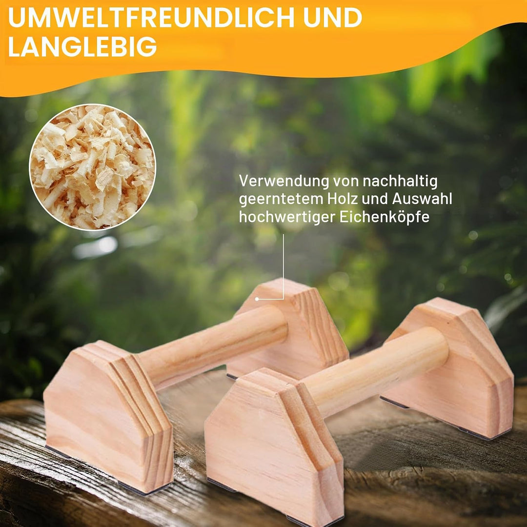 JOYBOY Liegestützgriffe Holz,Push-Up Bars,Premium Liegestützgriffe für Fitness,Holz Parallettes Cali