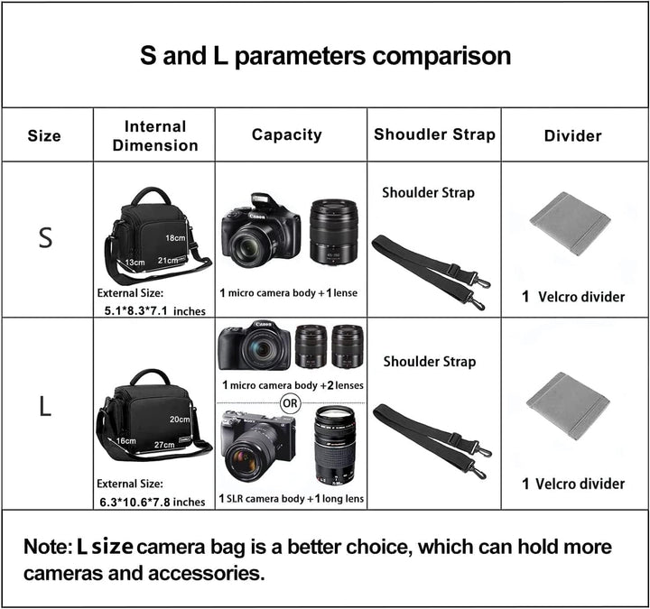 Cwatcun Kameratasche,SLR Fototasche,Kamera Tasche zum Umhängen kompatibel für Canon Nikon Sony SLR/D