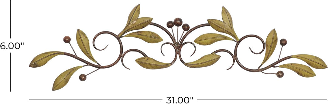 Deco 79 63084 Wanddekoration aus Metall, 78,7 cm breit, 15,2 cm hoch, Grün, 31" x 6", Grün