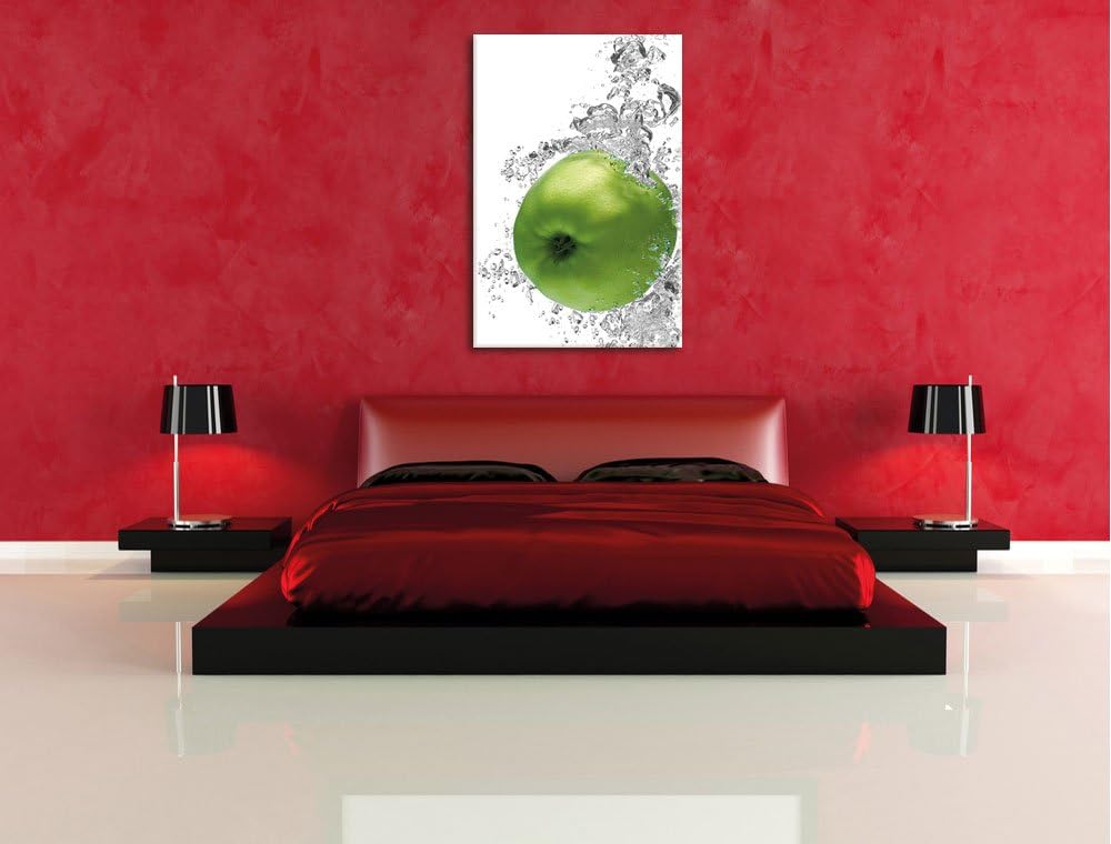 Pixxprint saftig grüne Äpfel im Wasser als Leinwandbild/Grösse: 100x70 / Wandbild/Kunstdruck/fertig
