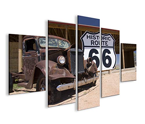 islandburner Bild Bilder auf Leinwand Route 66 Arizona Vintage Car MF XXL Poster Leinwandbild Wandbi