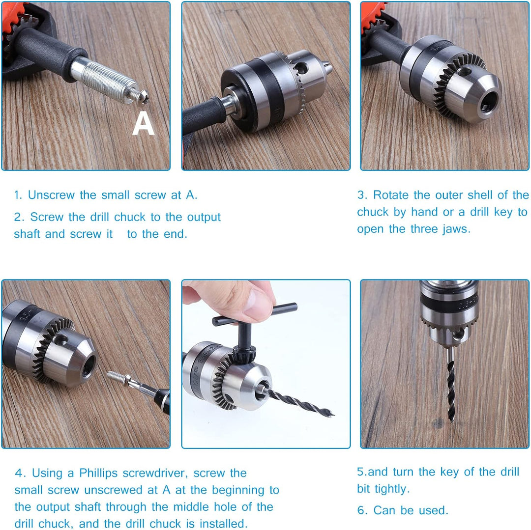WiMas Handbohrmaschine Manueller Kurbelbohrer 3/8 Zoll (1.5mm-10mm) Doppelritzeln Handbohrer Spannfu