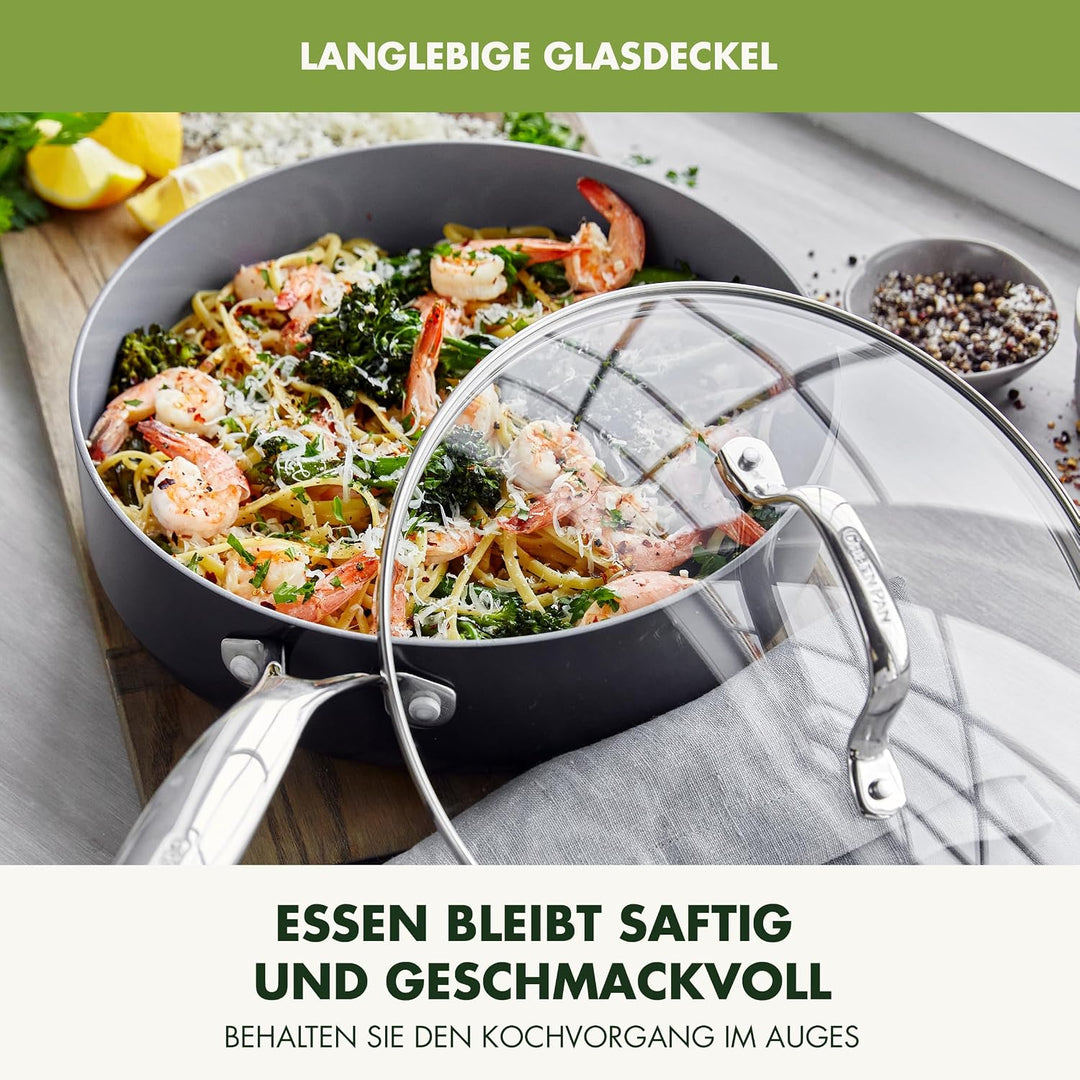 GreenPan Valencia Pro Harteloxierte Gesunde Keramik Antihaft 16 cm / 1,5 Liter Stielkasserolle mit D
