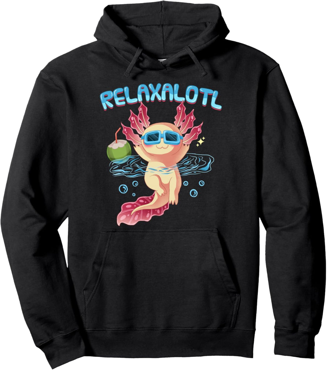 Relaxalotl Axolotl Urlaub Strand Schwimmen Pullover Hoodie
