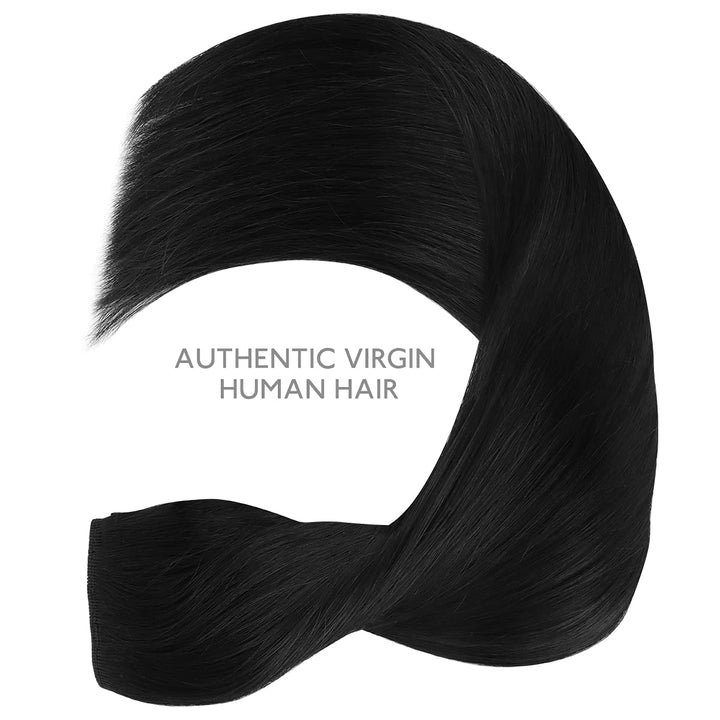 WENNALIFE Secret Hair Extensions Echthaar, 45cm 18 Inch 95g Tief Schwarz Remy Haarverlängerung Echth