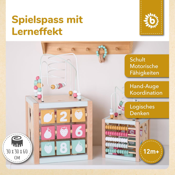 Bieco Motorikwürfel Berry XXL nachhaltiges Holz FSC® | Spielwürfel Baby | Motorikwürfel ab 1 Jahr Ac