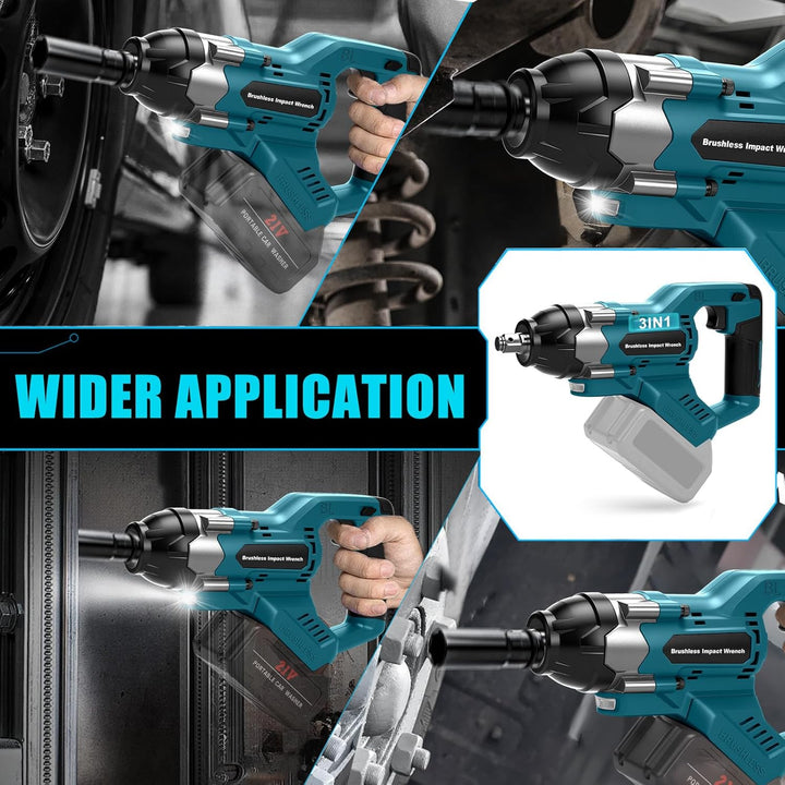 1000Nm Akku Schlagschrauber Kompatibel mit Makita 18V Batterie (Ohne Akku), 1/2 Zoll Bürstenloser Sc