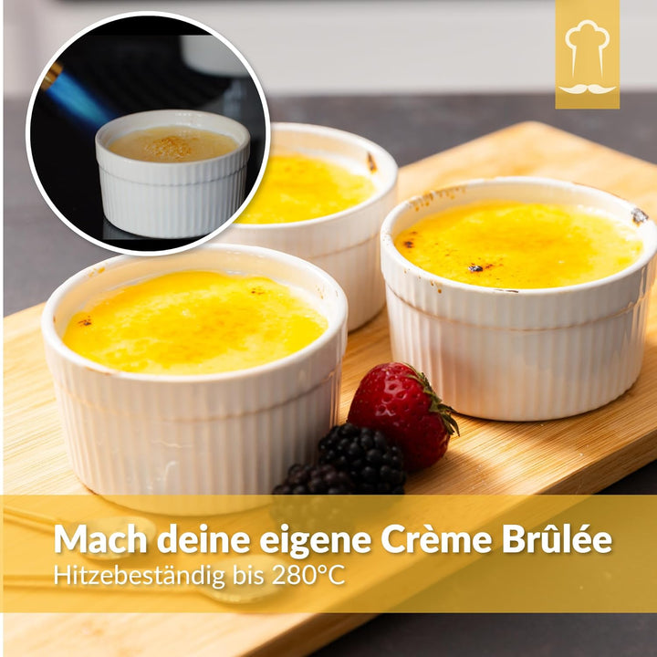 Chefarone® Soufflé Förmchen Backofenfest 6er Set - Creme Brulee Schälchen Keramik zum Backen und Anr