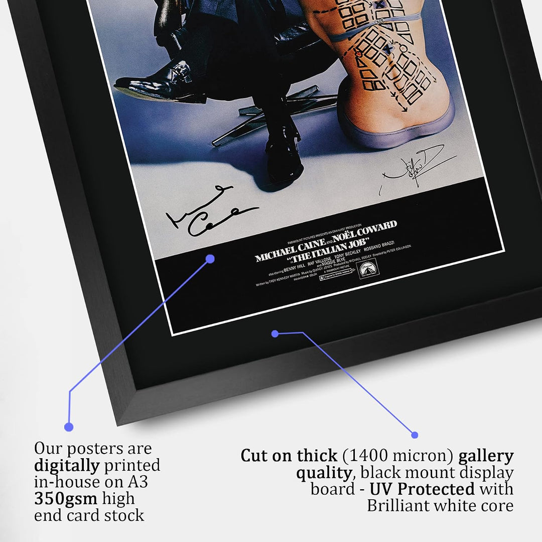 HWC Trading Poster, Motiv: The Italian Job The Cast Michael Caine Noel Coward, gedrucktes Autogramm,