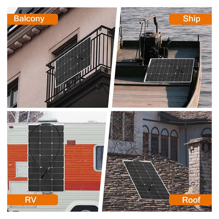 200W 12V Solarpanel Flexibel 2x100W 18V Monokristalline Photovoltaik Solarmodule für 12V/24V Batteri