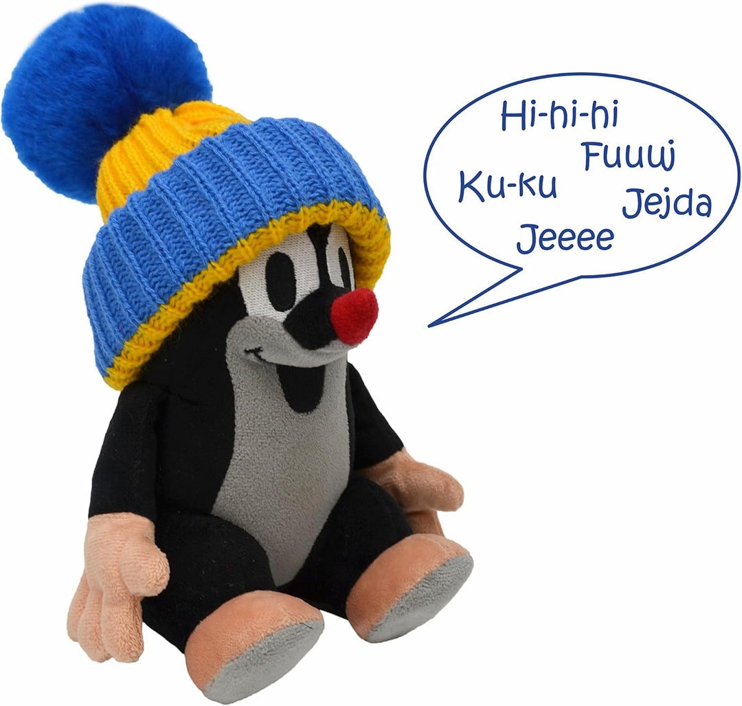 Plüschtier Kuscheltier 20 cm Original Der Kleine Maulwurf mit Blau Mütze, Sitzend und Sprachend Stof