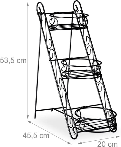 Relaxdays Blumentreppe Metall, 3 Ablagen, dekorativ, Pflanzentreppe Indoor & Outdoor, HBT 53,5 x 20