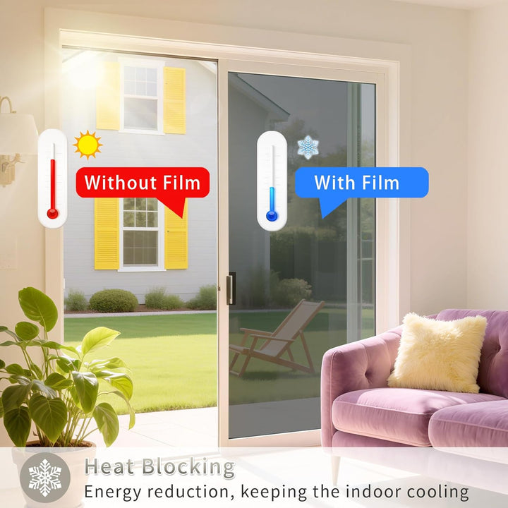FILMGOO Fensterfolie Spiegelfolie Selbstklebend Sichtschutz Wärmeisolierung Sonnenschutzfolie Nicht