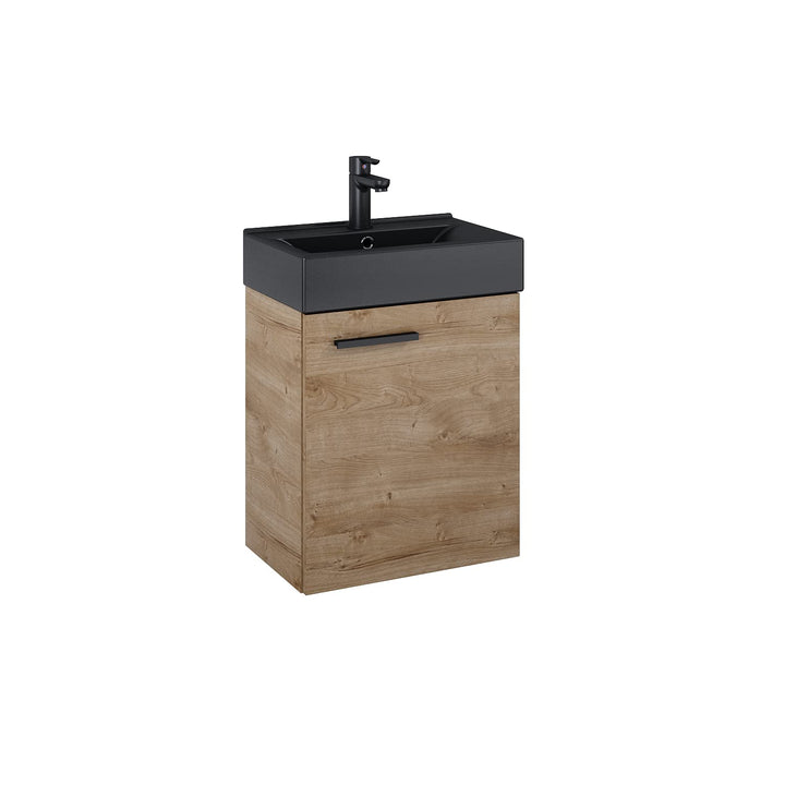VBChome Badmöbel Set 45 cm Schwarz Matt Waschbecken mit Hängeschrank Badezimmerschrank mit Waschbeck