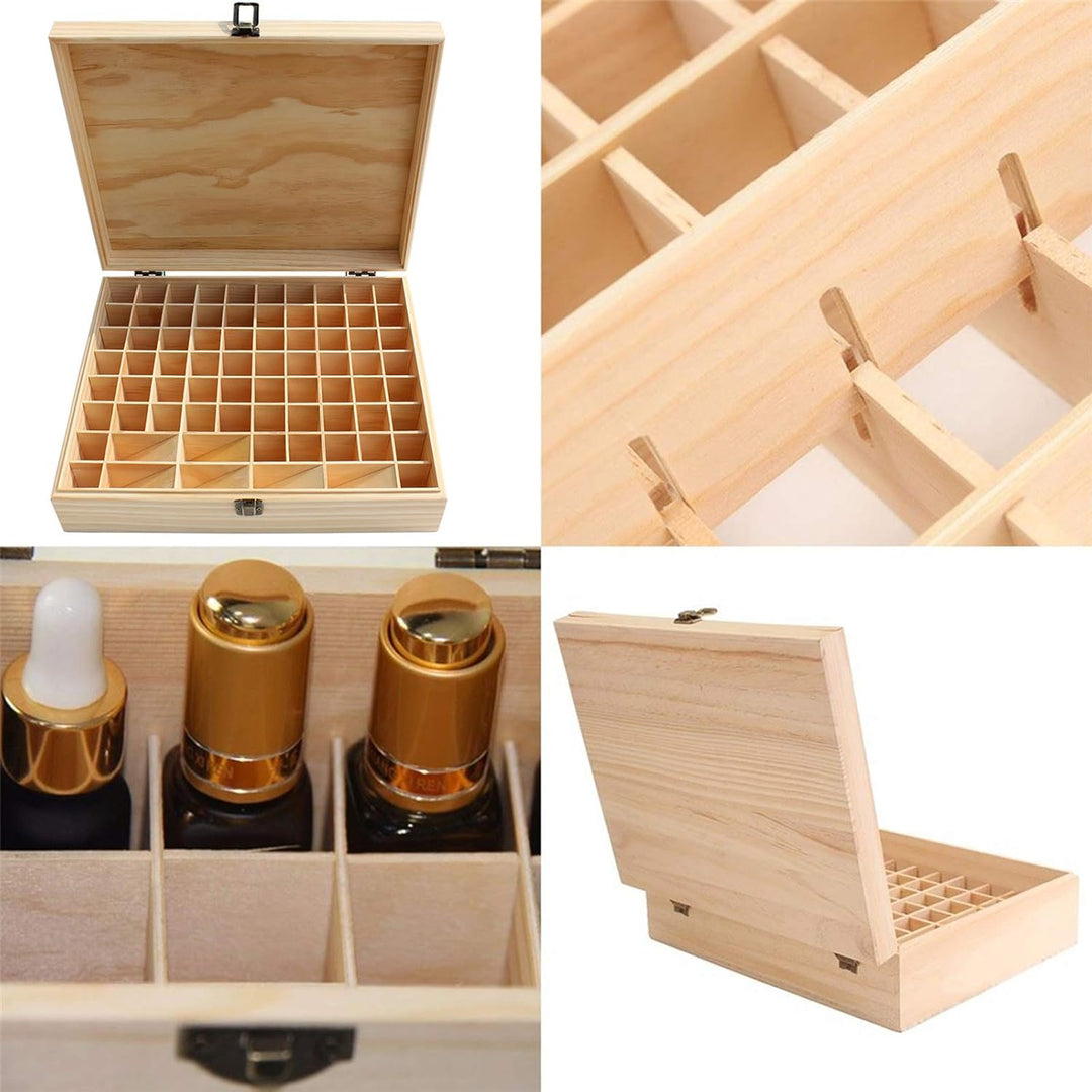 RoseFlower 74 Slots Ätherisches Öl Box aus Holz - Ideales Aufbewahrungsbox Organisator für Ätherisch