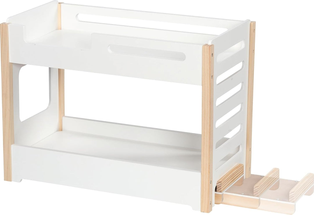 goki 51451 – Puppen-Etagenbett mit Rutsche – stabiles Bett aus Holz für Zwei Puppen