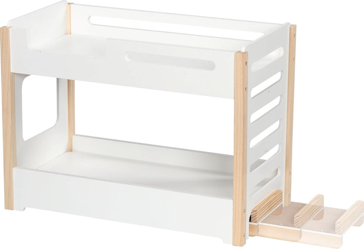 goki 51451 – Puppen-Etagenbett mit Rutsche – stabiles Bett aus Holz für Zwei Puppen