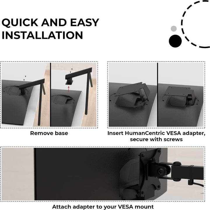 HumanCentric VESA Halterung Adapter für Samsung Curved Monitore U32R590, U32R590C, VESA Adapter Halt